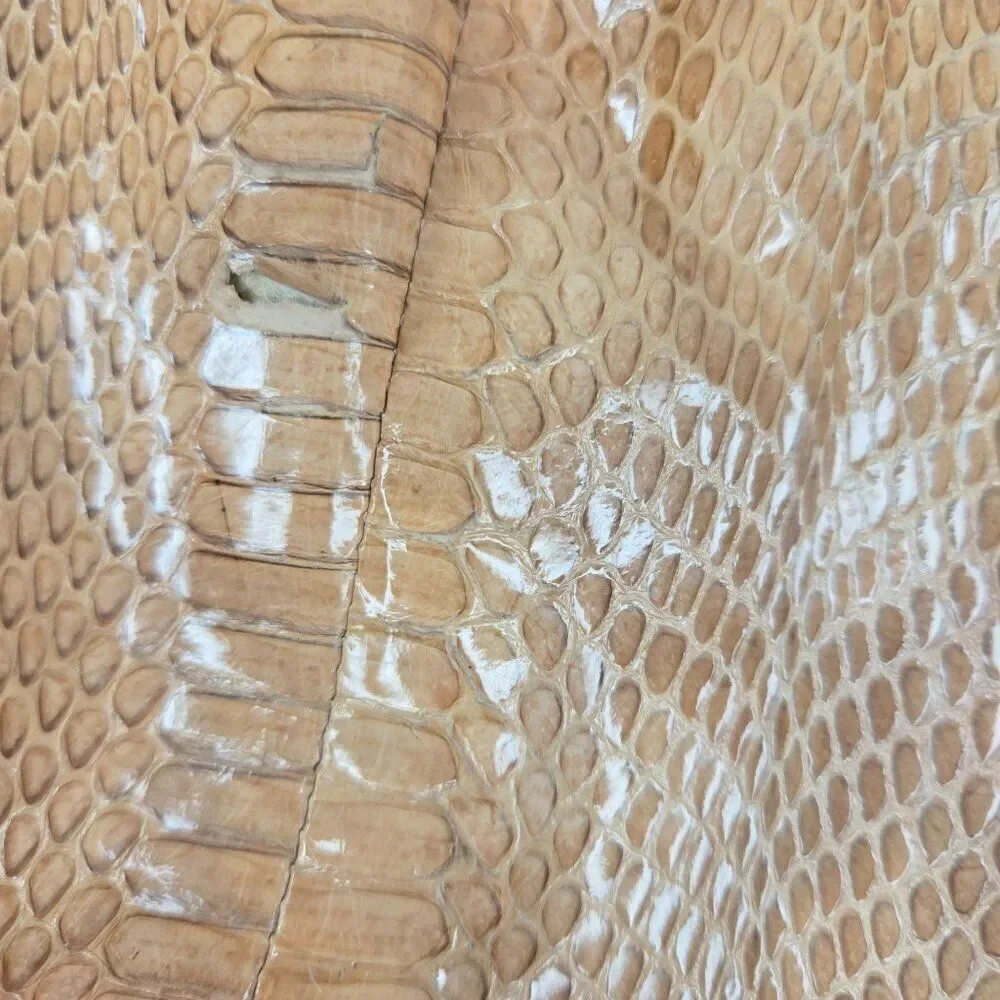 Vintage Snake Skin Leather Clutch Purse Gold Chain Strap
